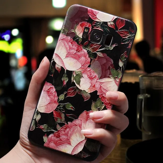 3D Flower Emboss Case For Samsung Galaxy J7 J3 J5 A5 J4 J6 A6 Plus J8 A7 2018 2016 2017 S7 S8 S9 Plus A50 A30 Case Soft TPU Capa