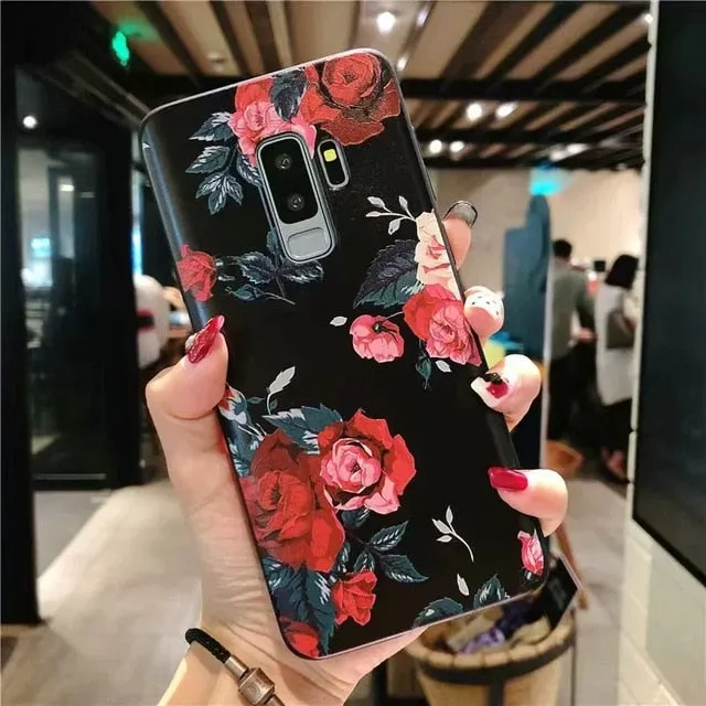 3D Flower Emboss Case For Samsung Galaxy J7 J3 J5 A5 J4 J6 A6 Plus J8 A7 2018 2016 2017 S7 S8 S9 Plus A50 A30 Case Soft TPU Capa