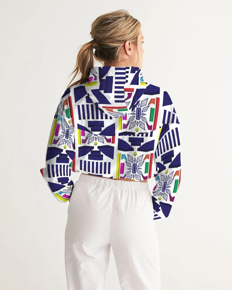 3D Jeweled Flag Women's Cropped Windbreaker