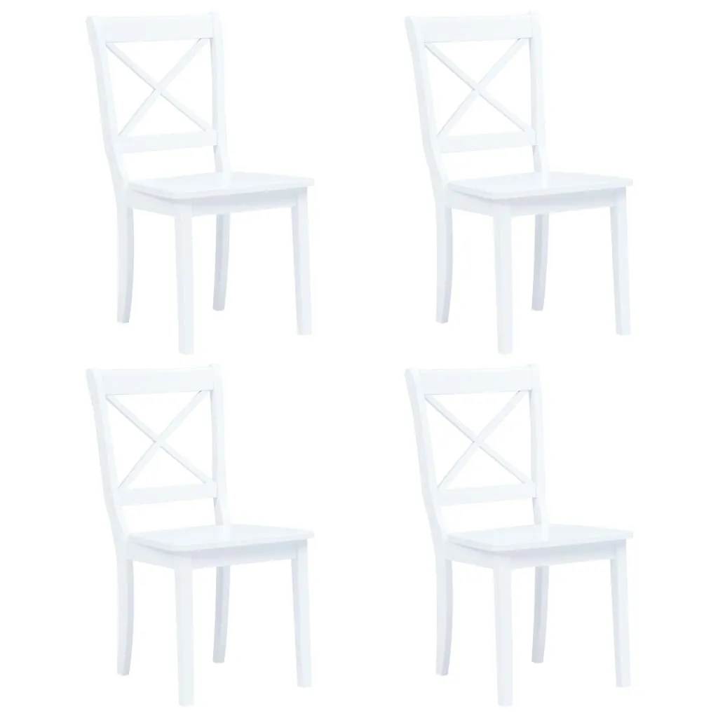 5 Piece Dining Set Solid Rubber Wood White