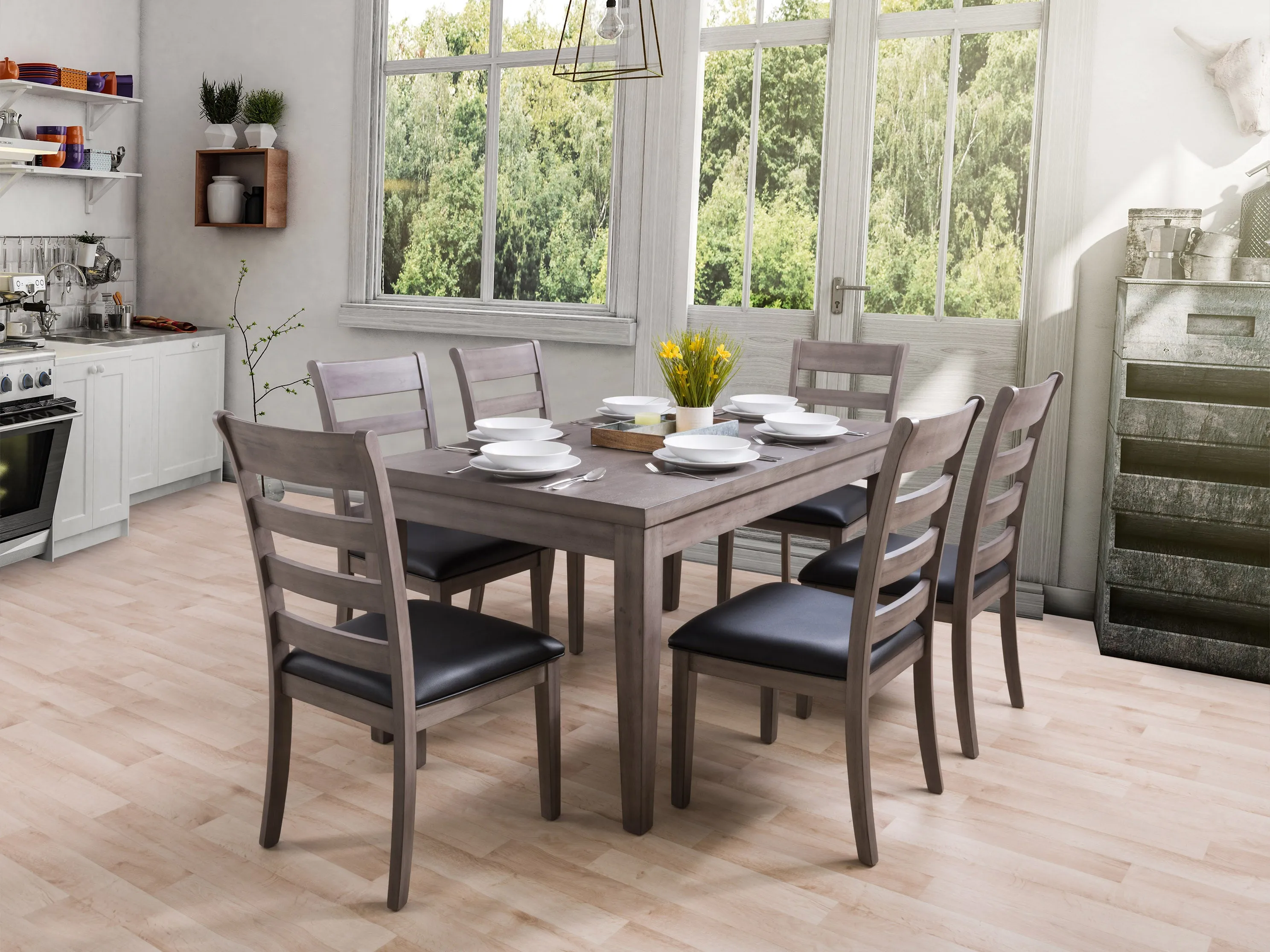 7 Piece Wooden Dining Set