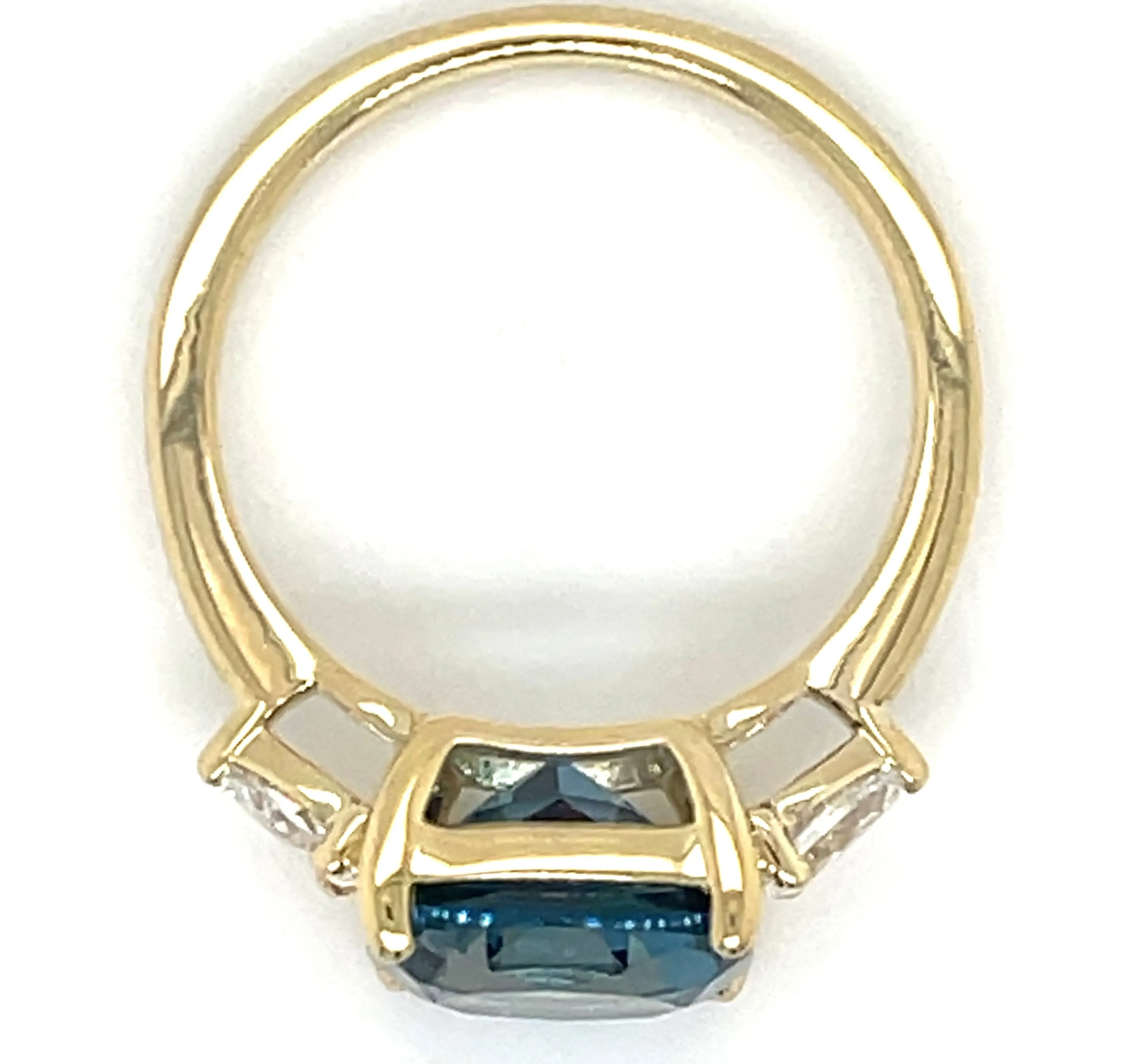 9ct Yellow Gold 3.86ct Earth Grown London Blue Topaz And 0.31ct Laboratory Grown Diamond Ring