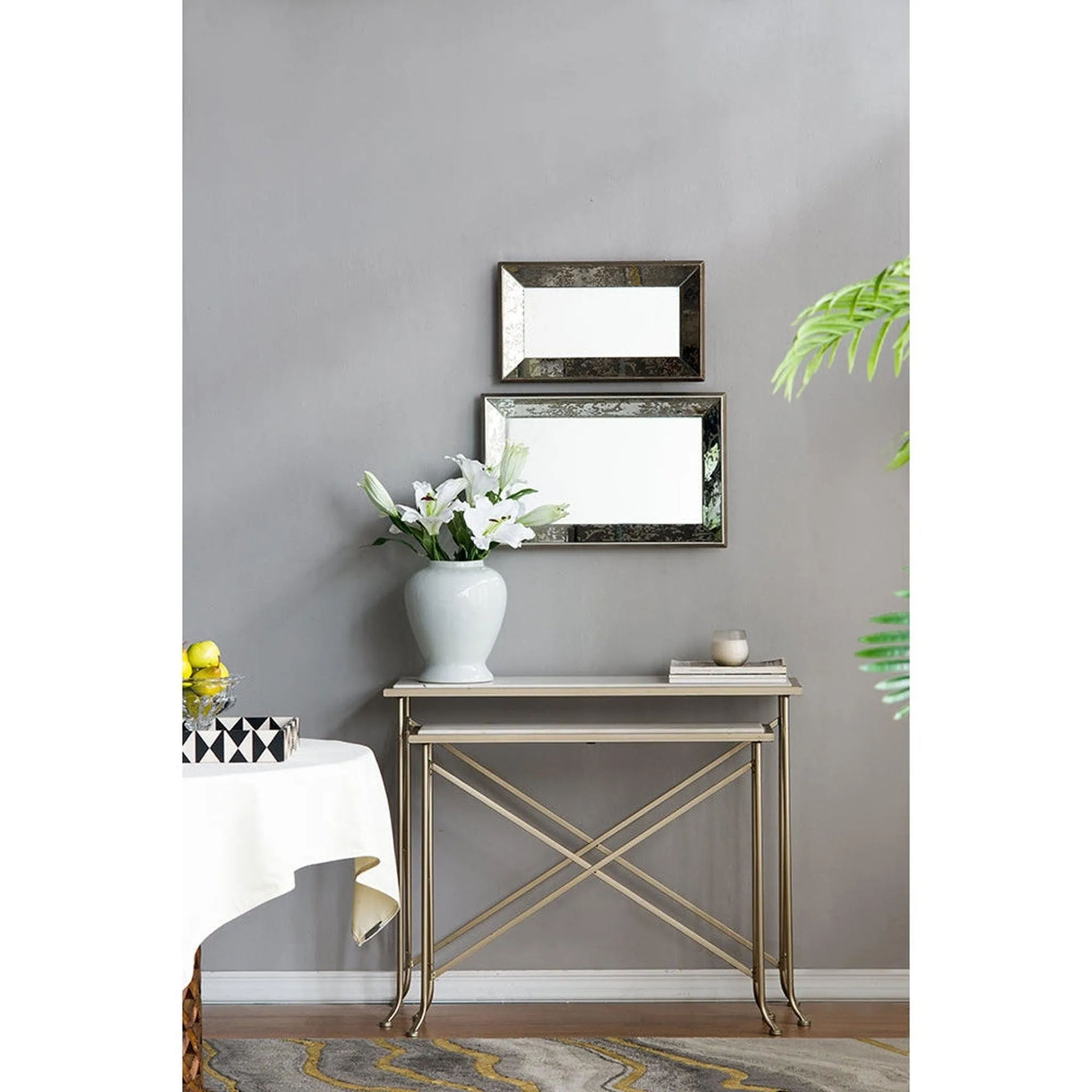 A&B Home Dorthea 24" x 16" Bundle of 28 Rectangular Decorative Style Wood Frame Wall-Mounted Mirror