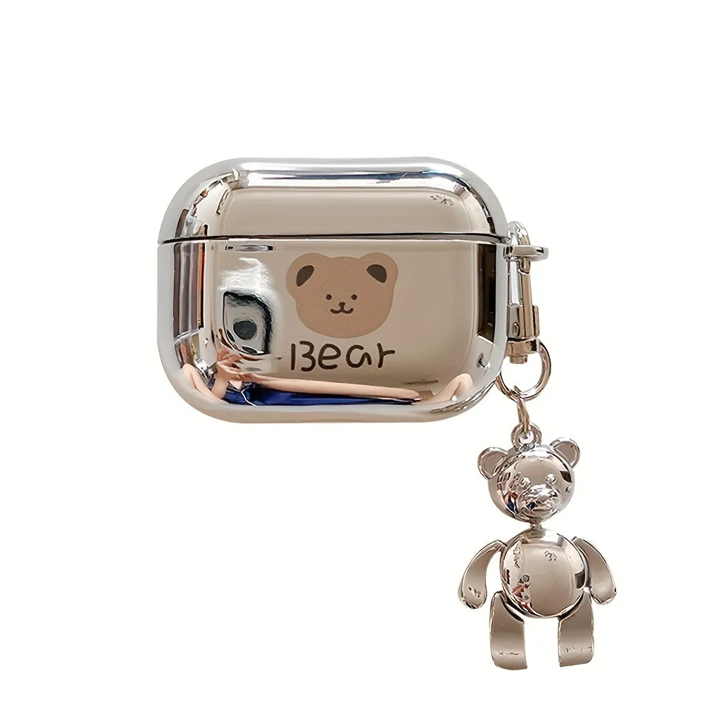 Adorn Your AirPods Electroplated Bear Ear Case with Metal Pendant