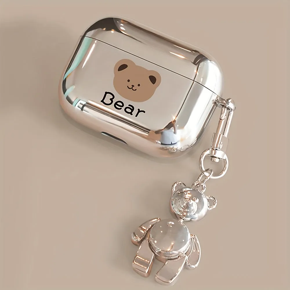 Adorn Your AirPods Electroplated Bear Ear Case with Metal Pendant