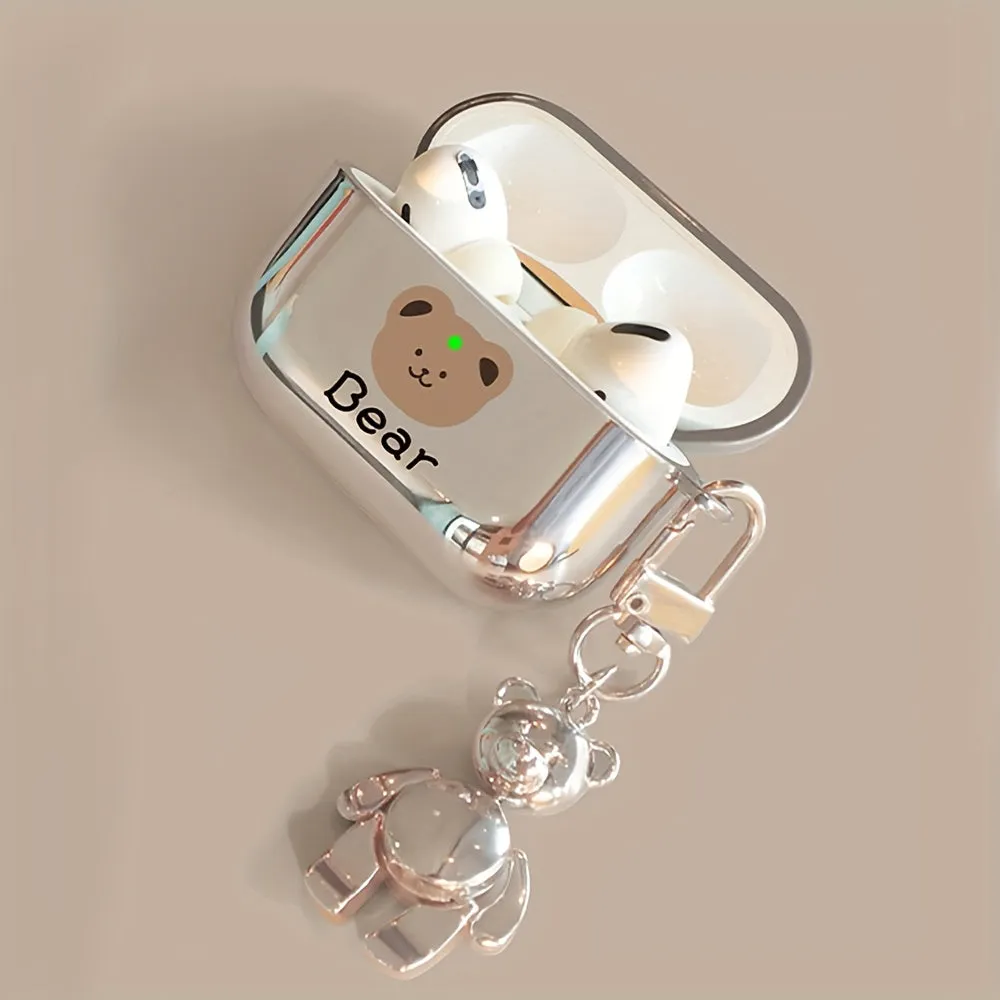 Adorn Your AirPods Electroplated Bear Ear Case with Metal Pendant