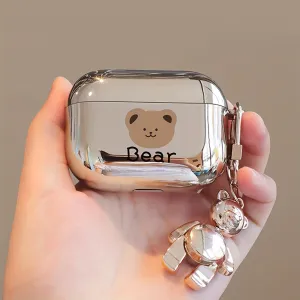 Adorn Your AirPods Electroplated Bear Ear Case with Metal Pendant