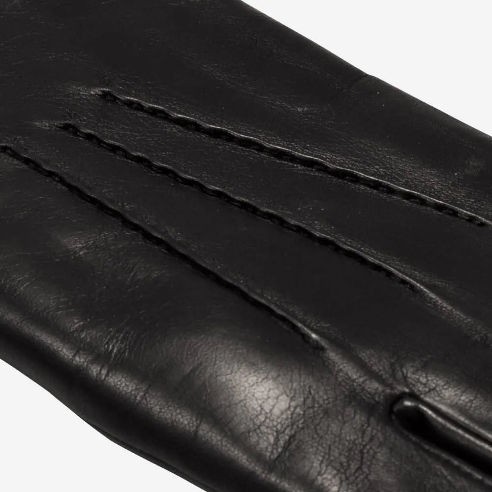 Aldo (black) - Italian lambskin leather gloves with lambswool lining & touchscreen feature