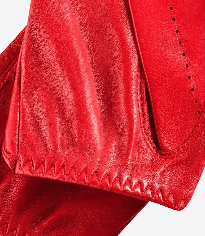 Alessa (red) - classic Italian lambskin leather driving gloves