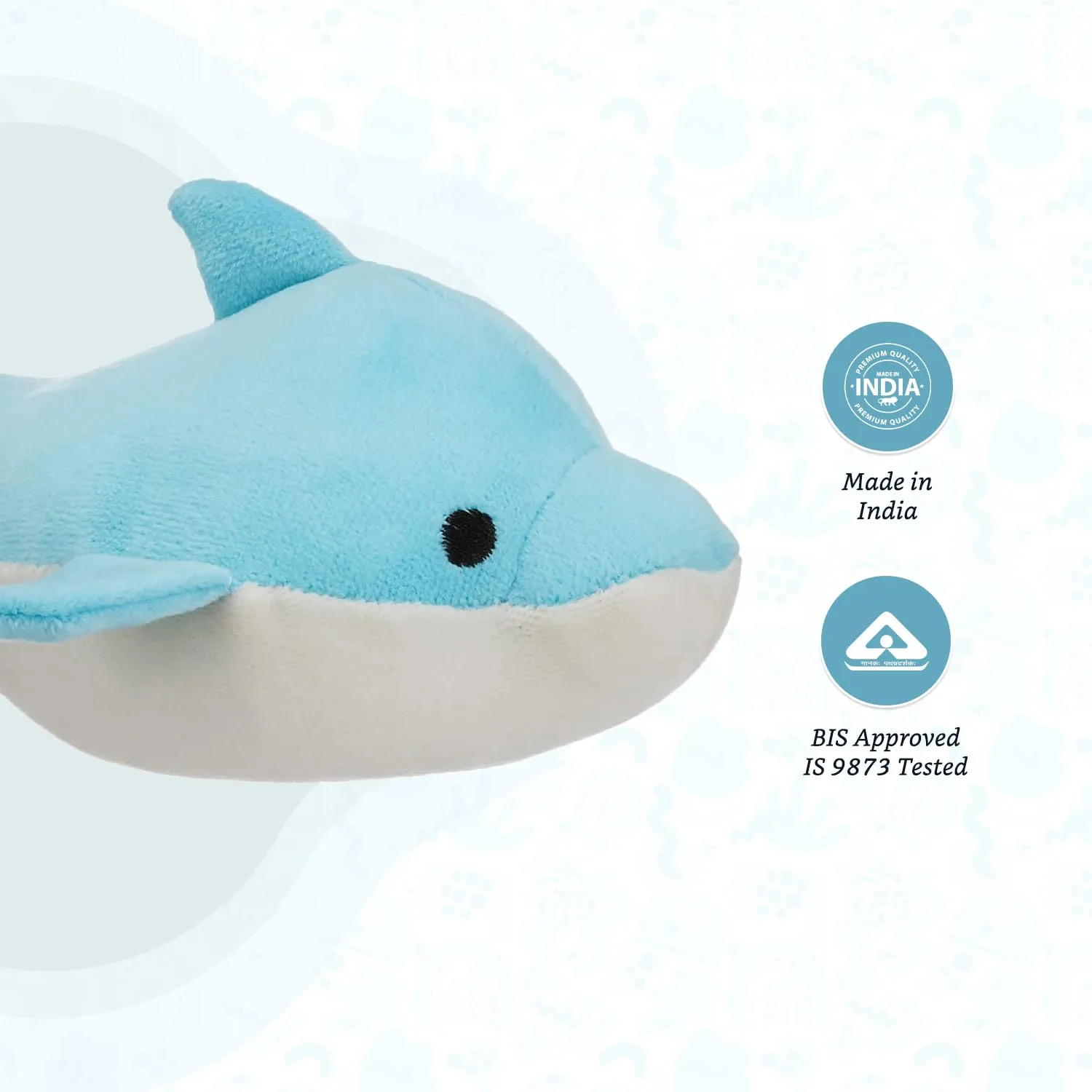 Amazon Brand - Jam & Honey Dolphin, Plush/Soft Toy for Boys, Girls and Kids, Super-Soft, Safe, Great Birthday Gift (Blue, 18 cm)