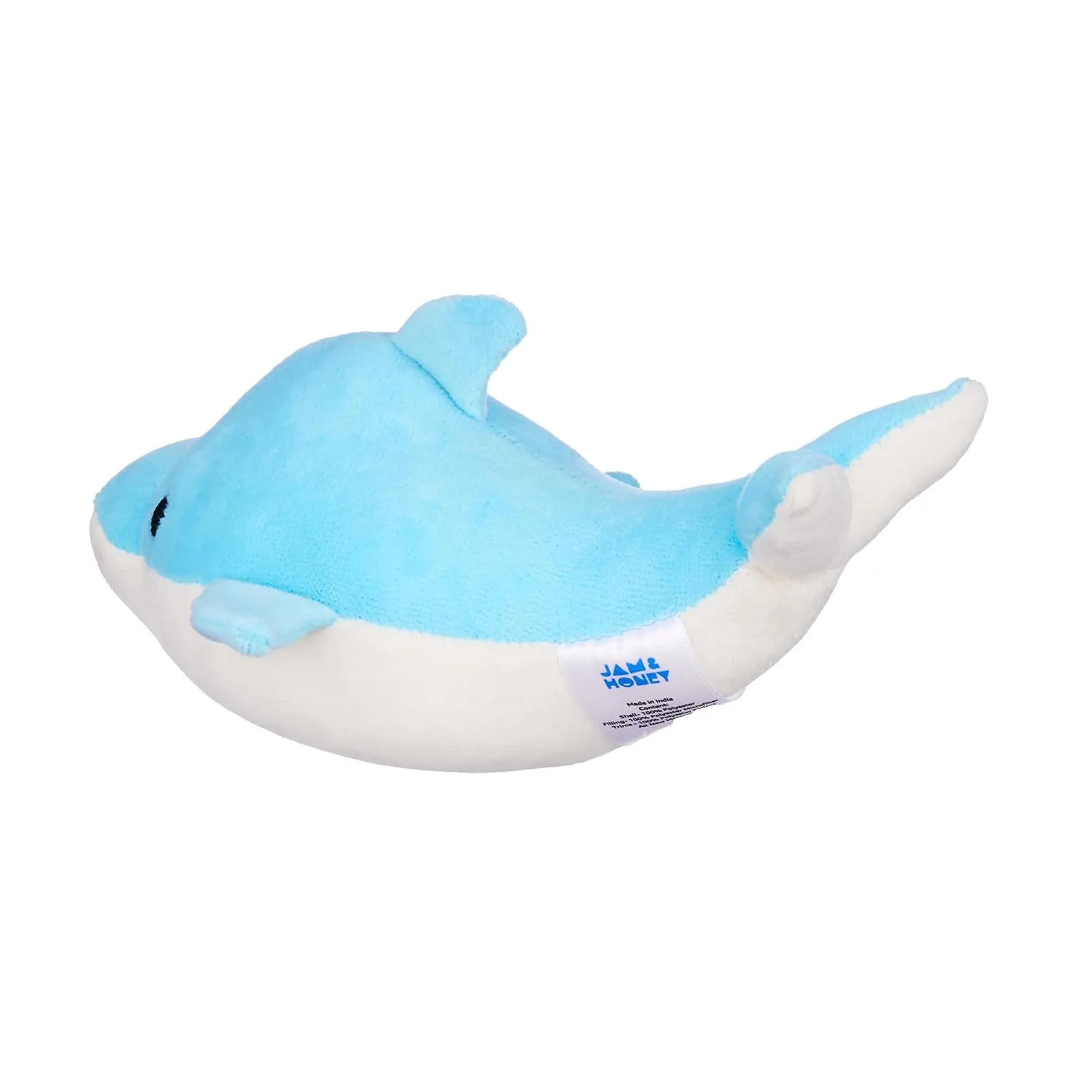 Amazon Brand - Jam & Honey Dolphin, Plush/Soft Toy for Boys, Girls and Kids, Super-Soft, Safe, Great Birthday Gift (Blue, 18 cm)