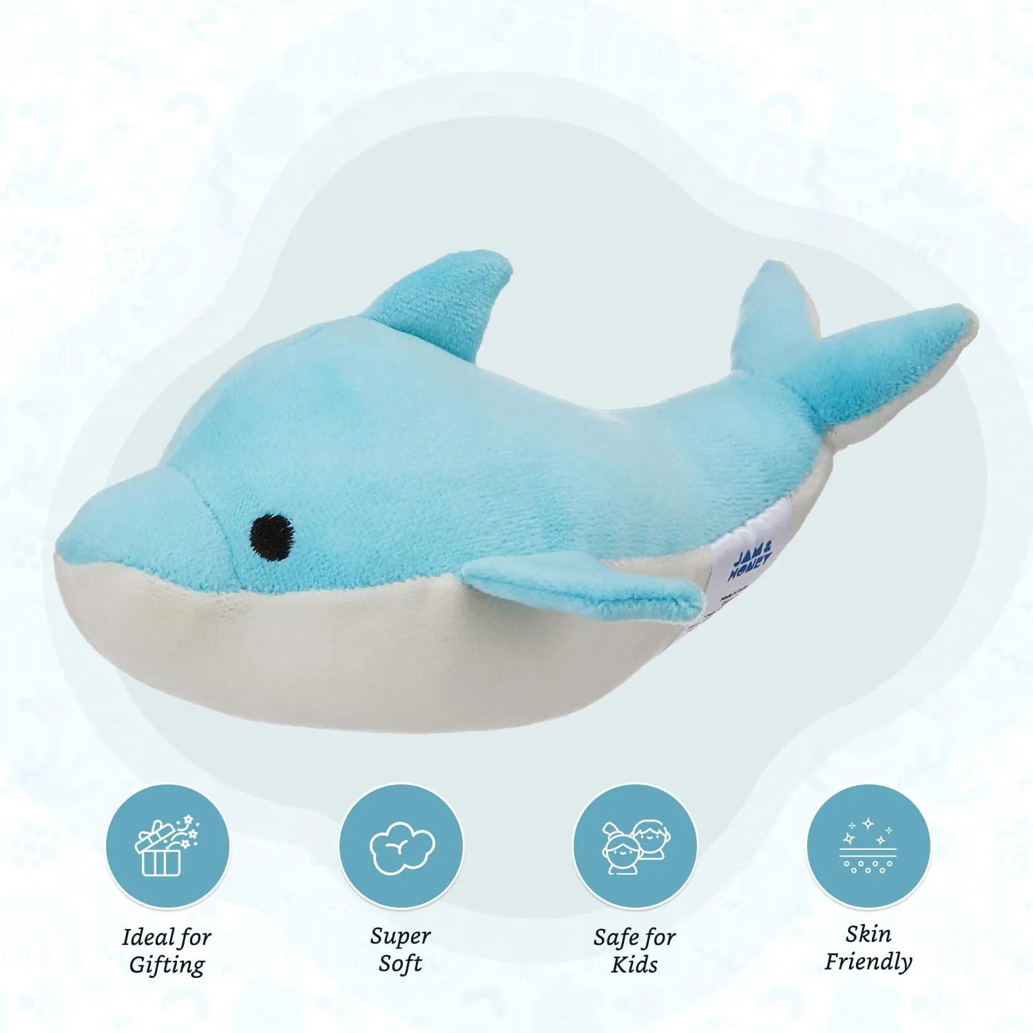 Amazon Brand - Jam & Honey Dolphin, Plush/Soft Toy for Boys, Girls and Kids, Super-Soft, Safe, Great Birthday Gift (Blue, 18 cm)