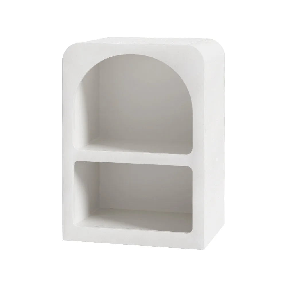 Arched Design Bedside Table with Shelves - White, Artiss