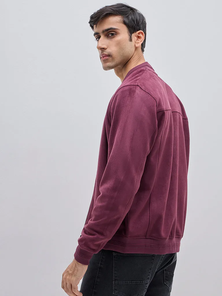 Ascot Wine Faux-Suede Relaxed-Fit Jacket