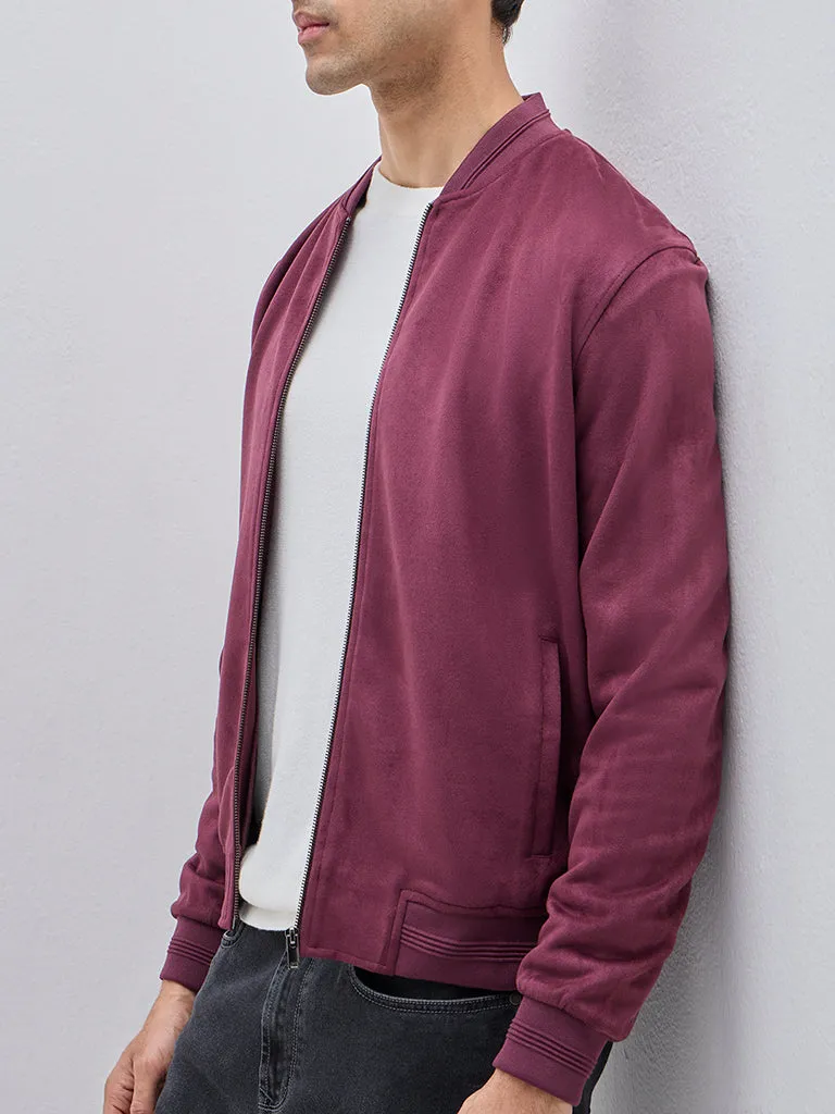 Ascot Wine Faux-Suede Relaxed-Fit Jacket