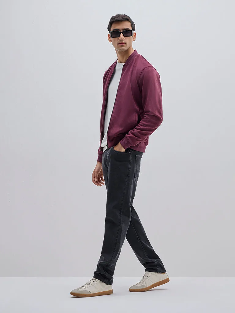 Ascot Wine Faux-Suede Relaxed-Fit Jacket