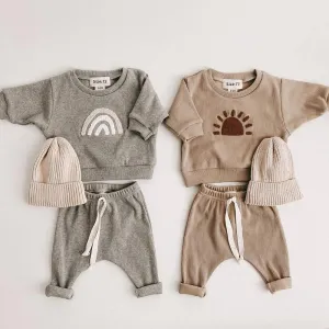 Baby Boy Fashion Top and Pants Set - Rainbow Sun