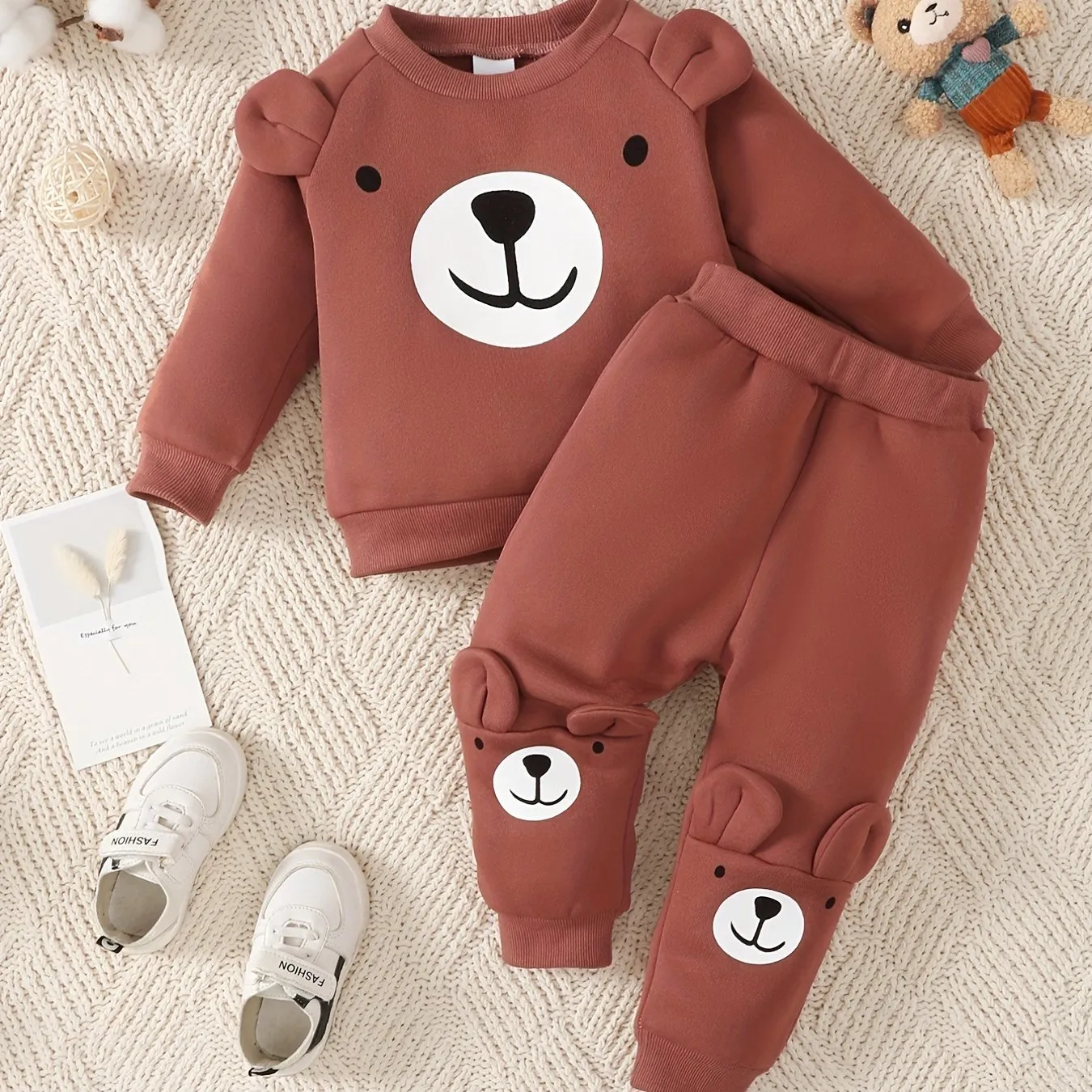 Baby Boys Cozy Bear Outfit Set for FallWinter