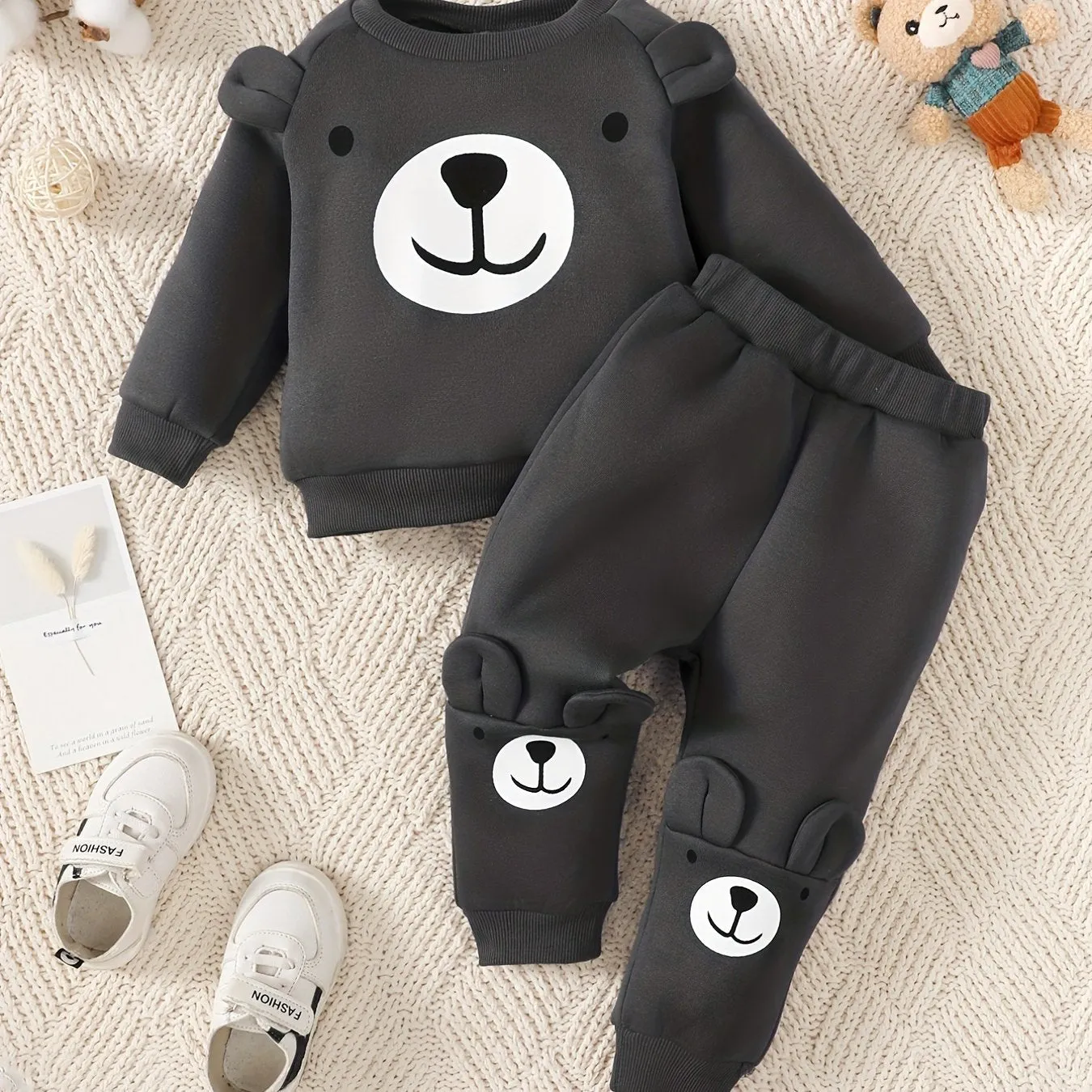 Baby Boys Cozy Bear Outfit Set for FallWinter