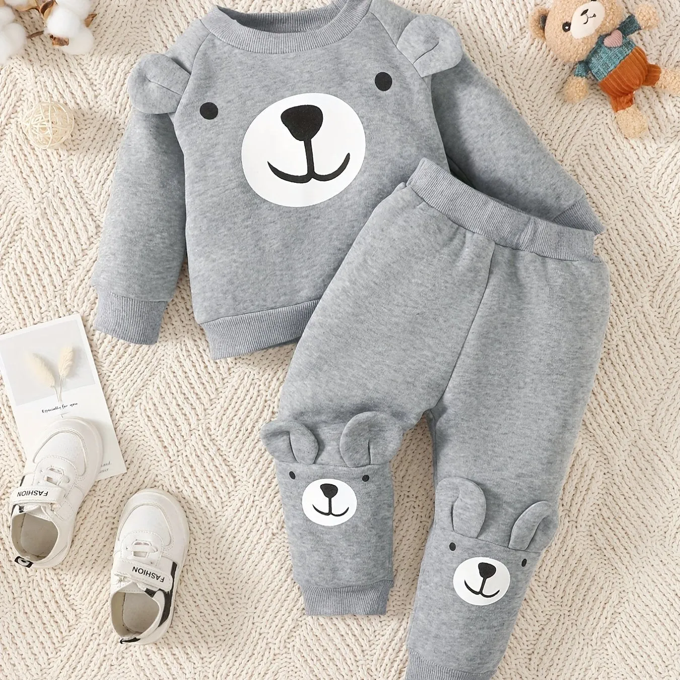 Baby Boys Cozy Bear Outfit Set for FallWinter