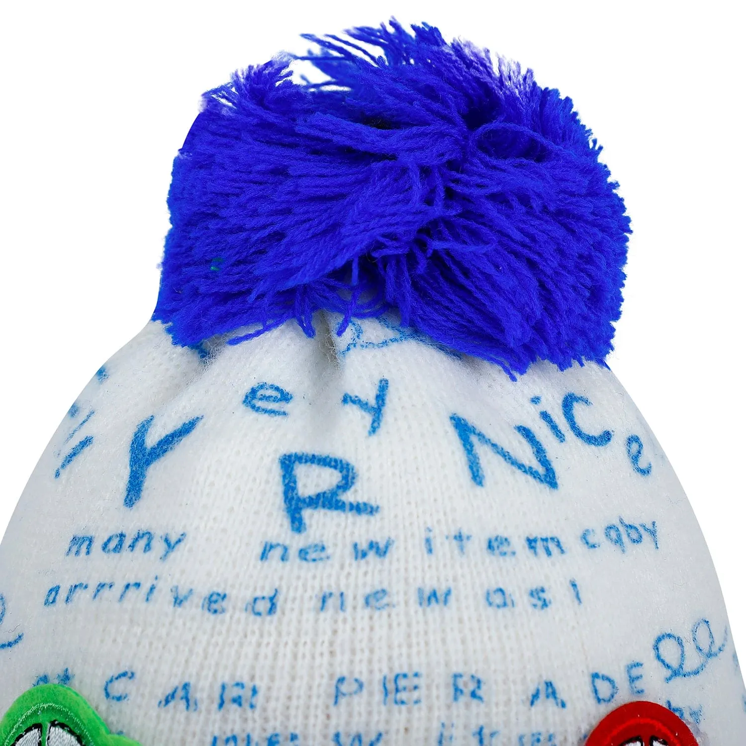 Baby Moo Car Pom Pom Breathable Beanie Warm Knitted Woollen Cap - Blue