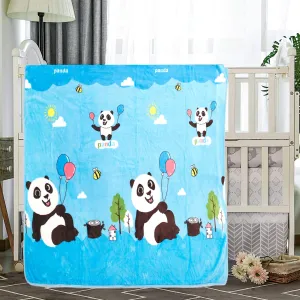 Balloon Panda Blue Blanket