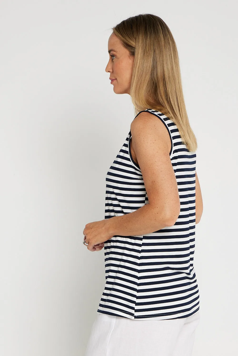 Basic Cotton Tank - Navy Stripe