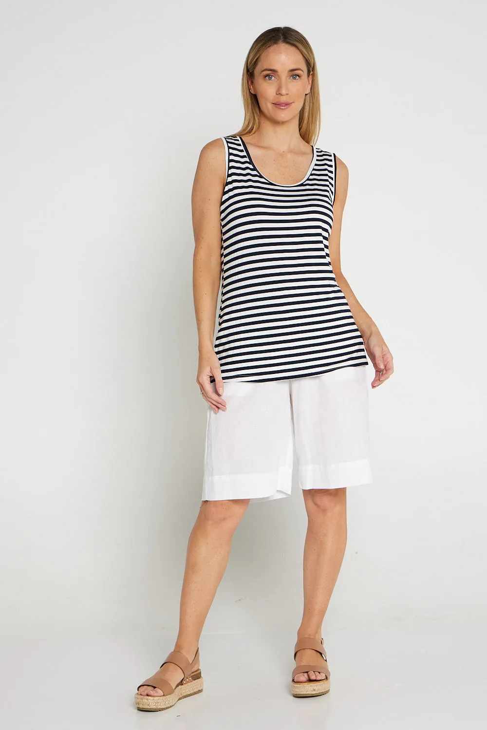 Basic Cotton Tank - Navy Stripe