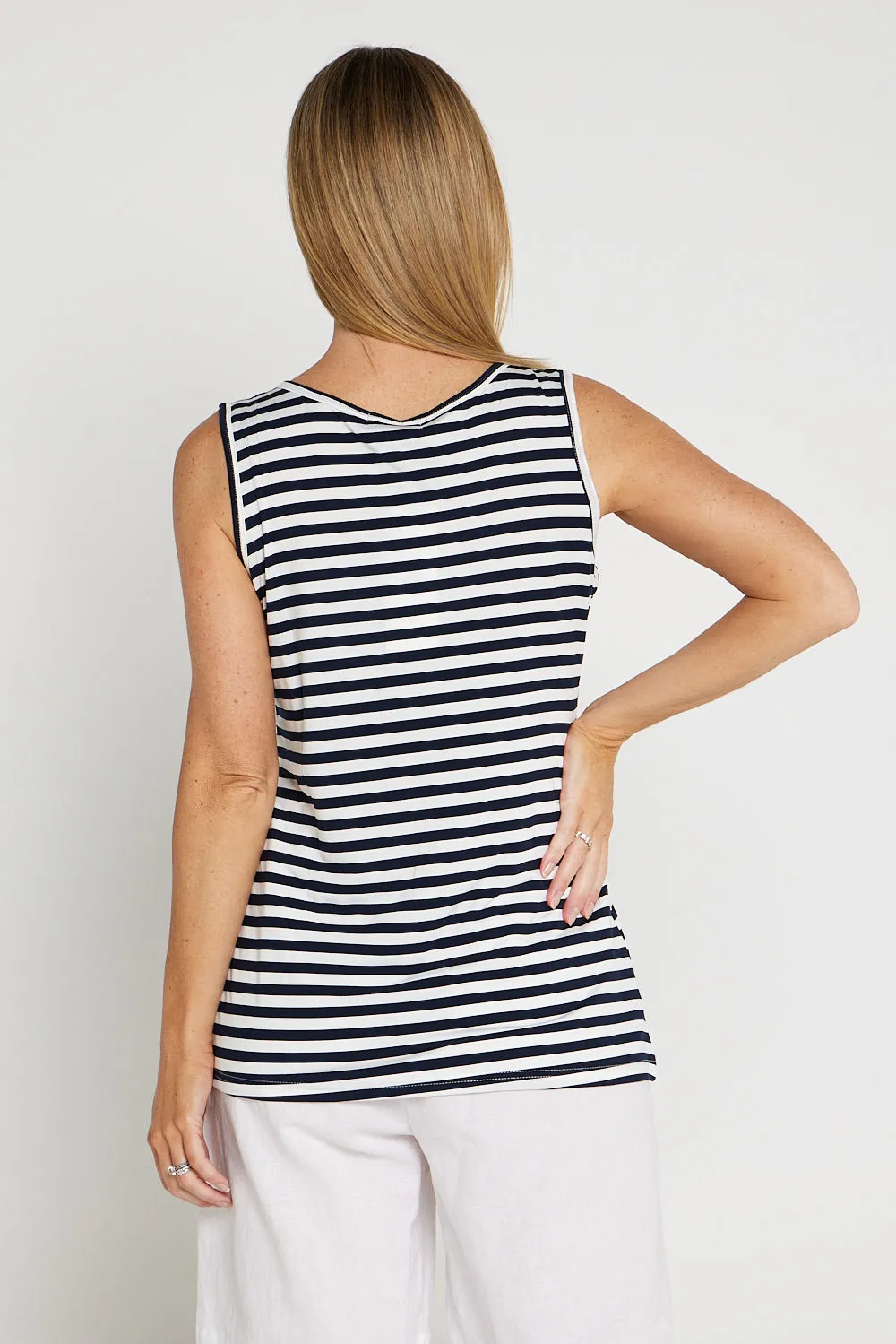 Basic Cotton Tank - Navy Stripe