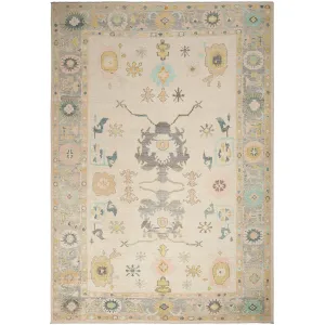 Beige Traditional Wool Rug - 9'9" x 14'