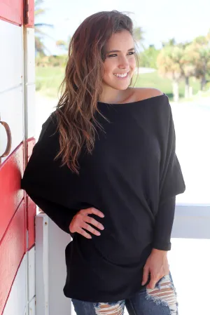 Black Asymmetrical Knit Top