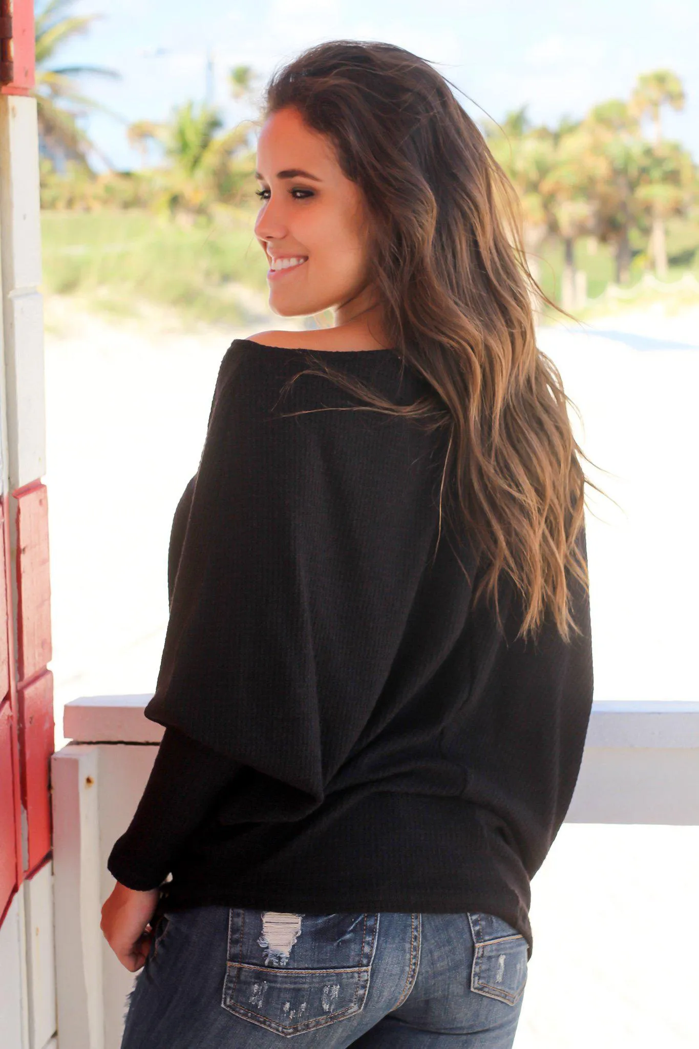 Black Asymmetrical Knit Top