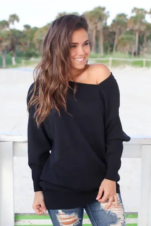 Black Tunic with Asymmetrical Hem