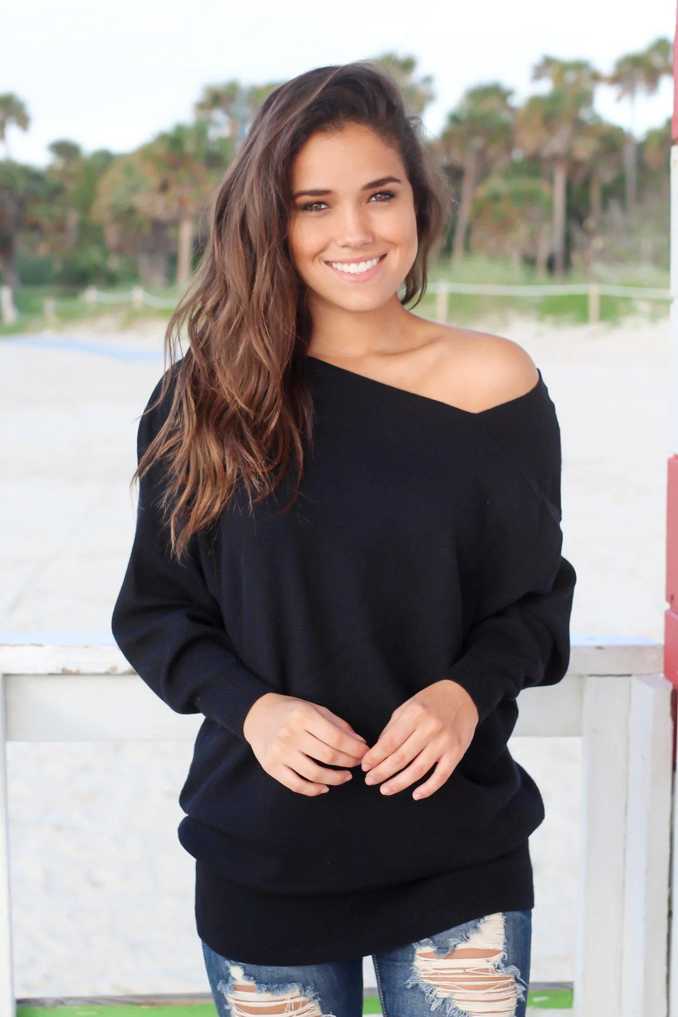 Black Tunic with Asymmetrical Hem