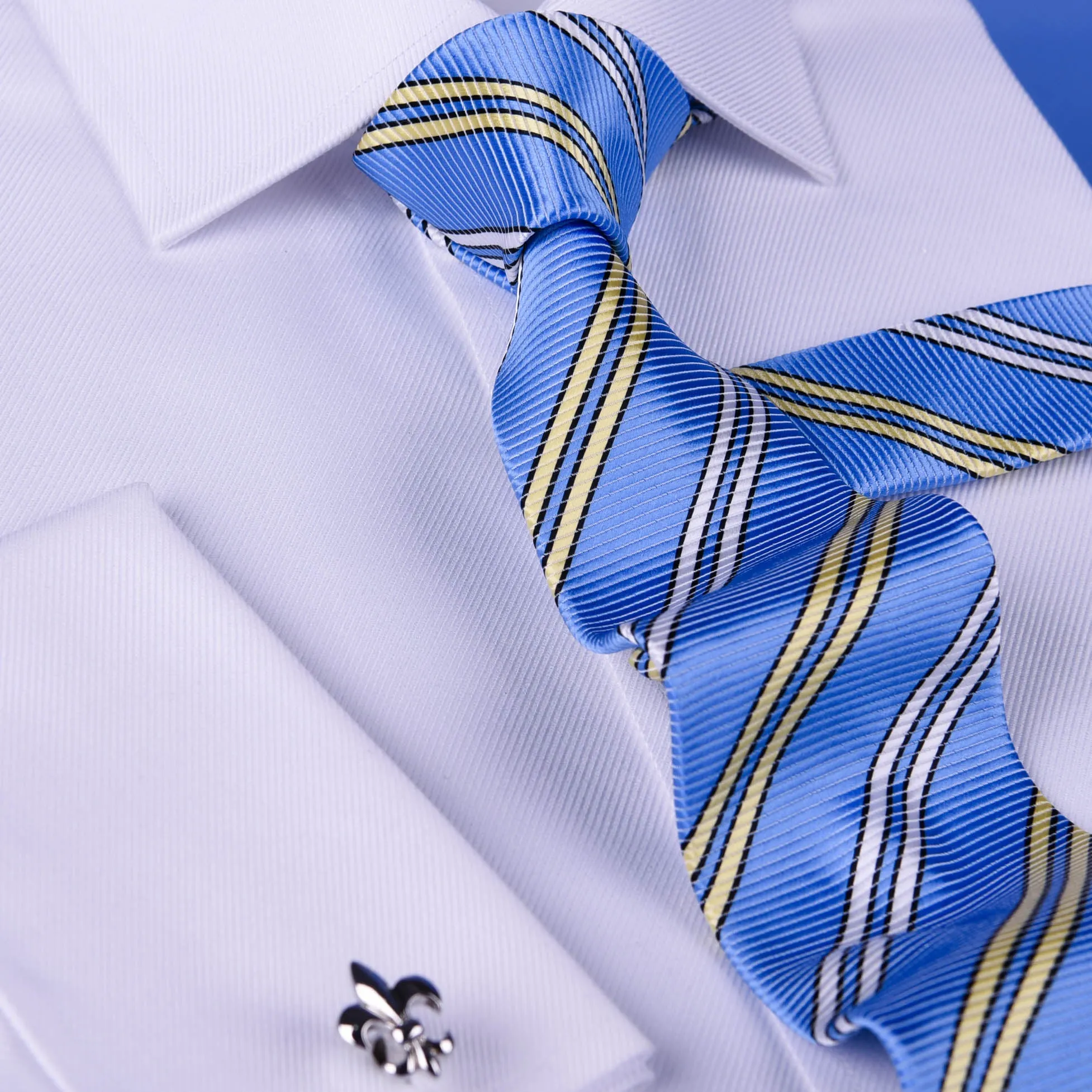 Blue & Yellow Sexy Formal Business Striped 3 Inch Tie Mens Professional Fashion