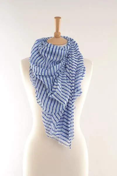 Blue Breton Striped Scarf