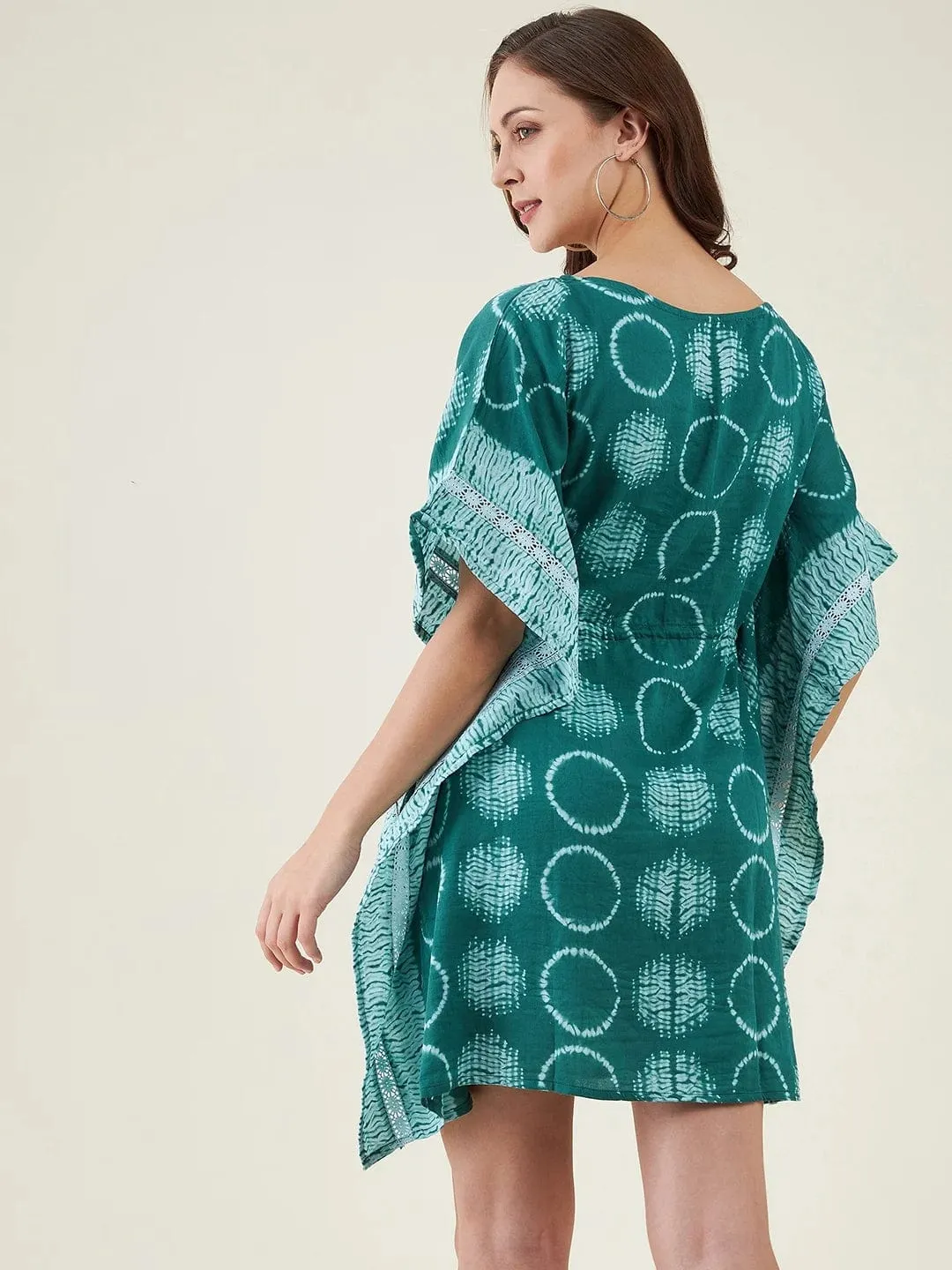 Bottle Green Shibori Tiedye Kaftan Dress