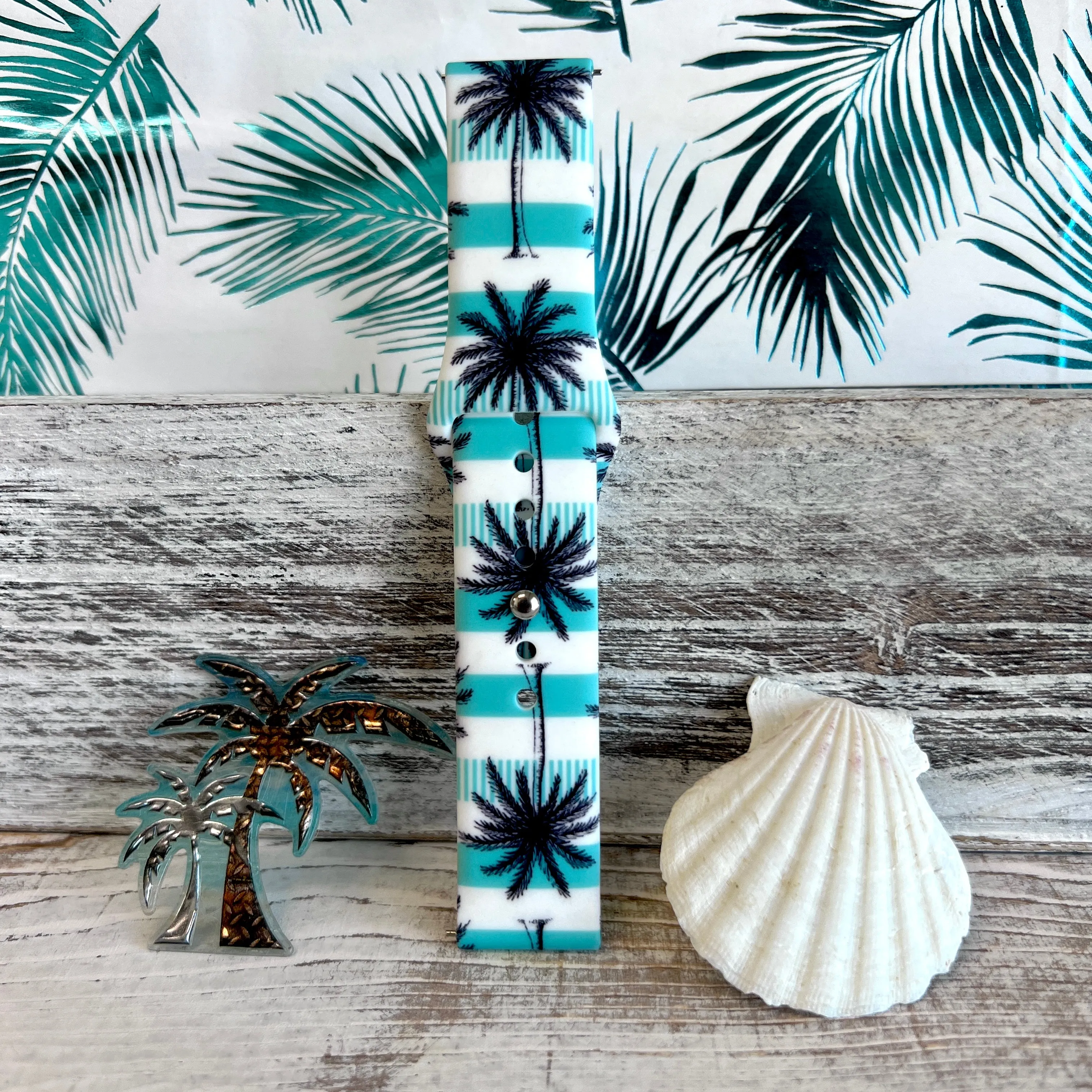 Breezy Palm Tree Print Silicone Band For Samsung Watch