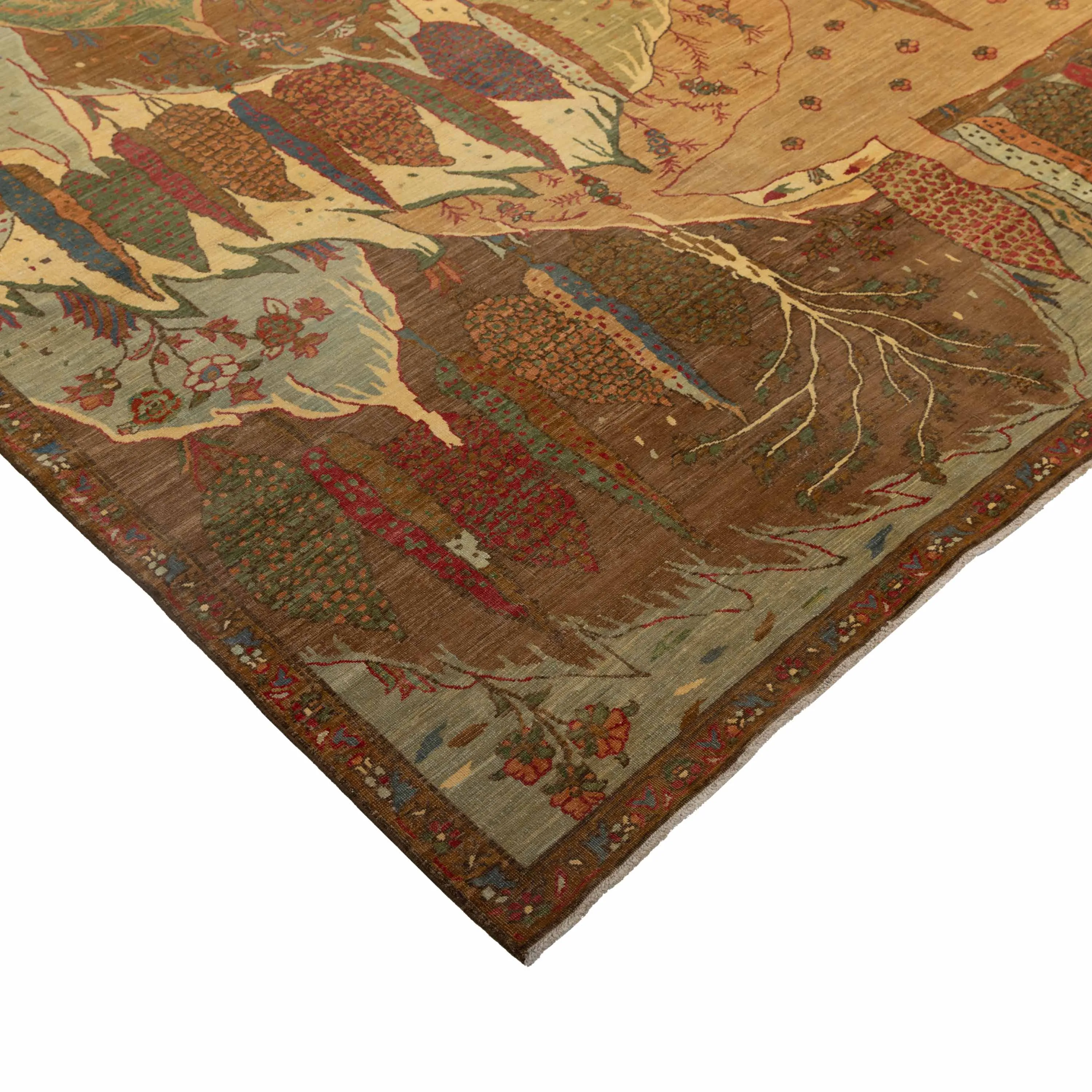 Brown Aurora Modern Wool Silk Blend Rug - 6'1" x 8'10"