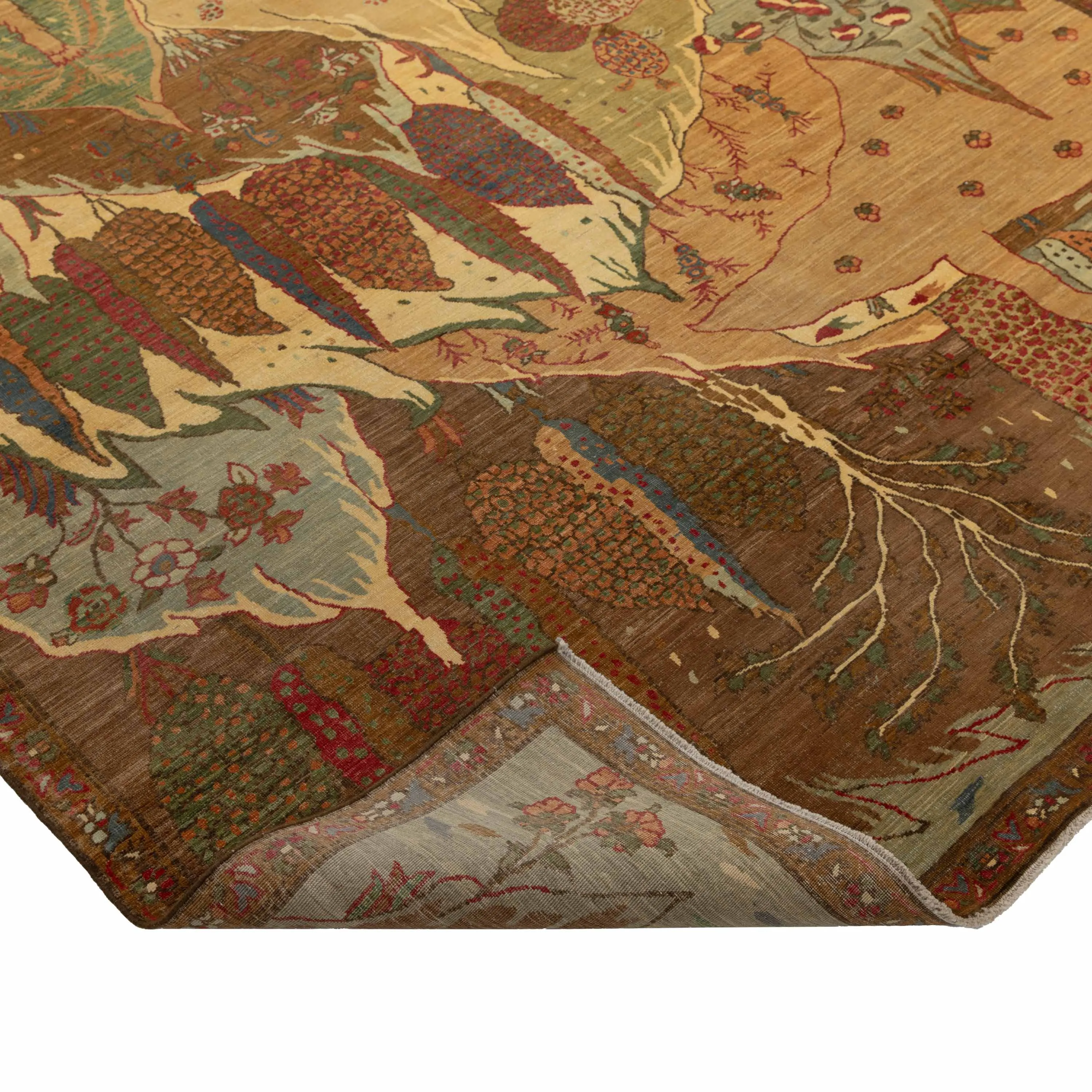 Brown Aurora Modern Wool Silk Blend Rug - 6'1" x 8'10"