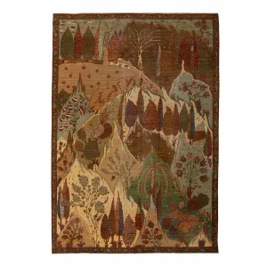 Brown Aurora Modern Wool Silk Blend Rug - 6'1" x 8'10"