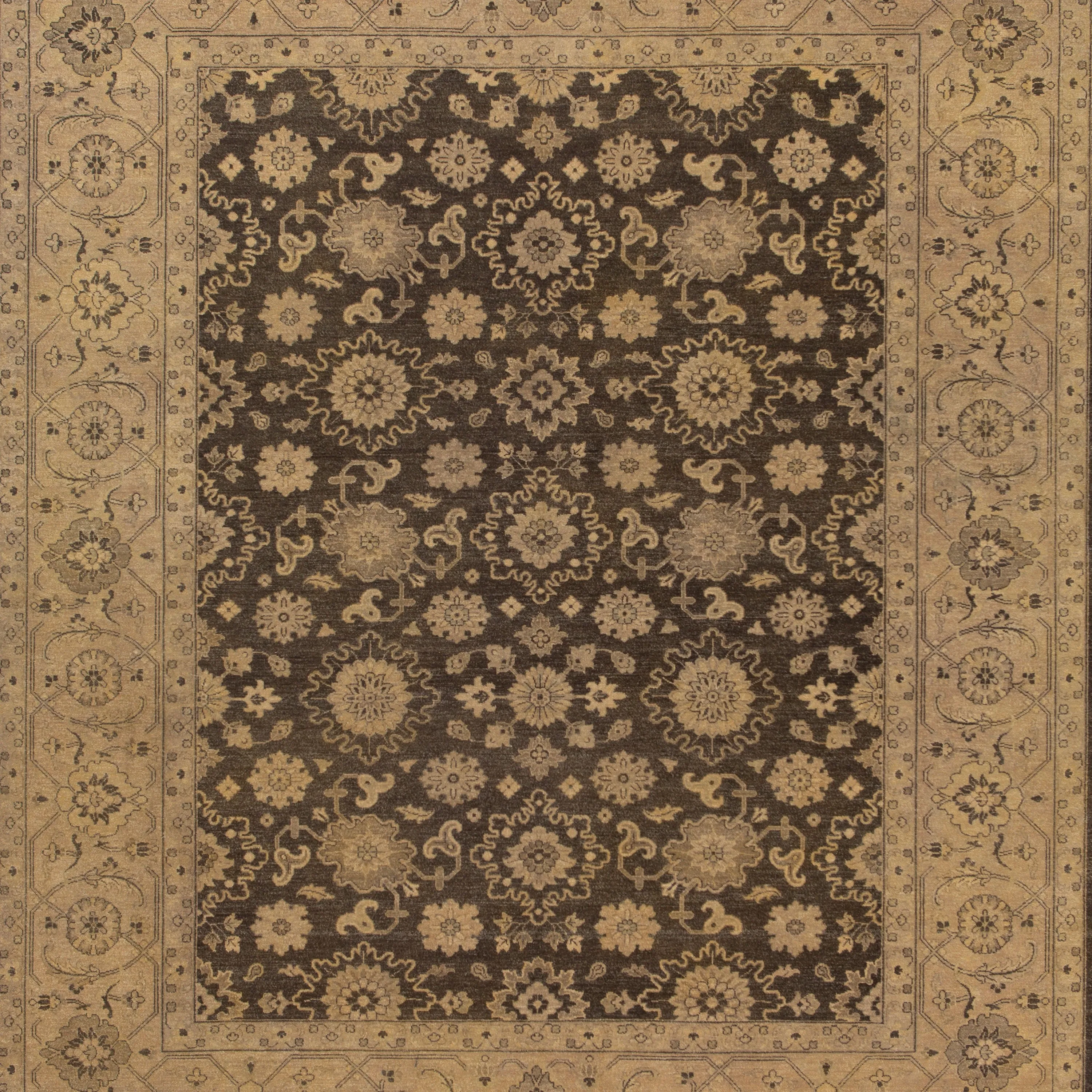 Brown Traditional Wool Rug - 8' x 10'