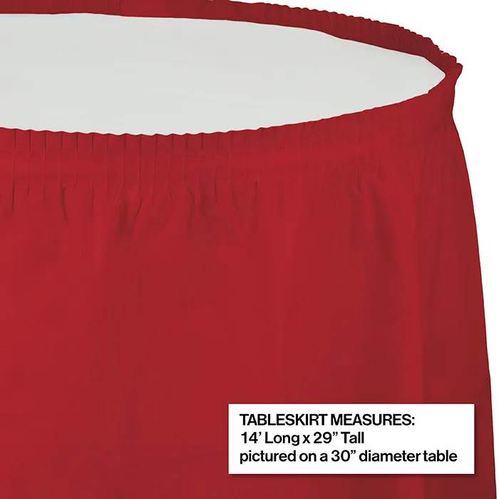 Bulk Classic Red Plastic Tableskirt 29 inch x 14 ft (6 per Case)