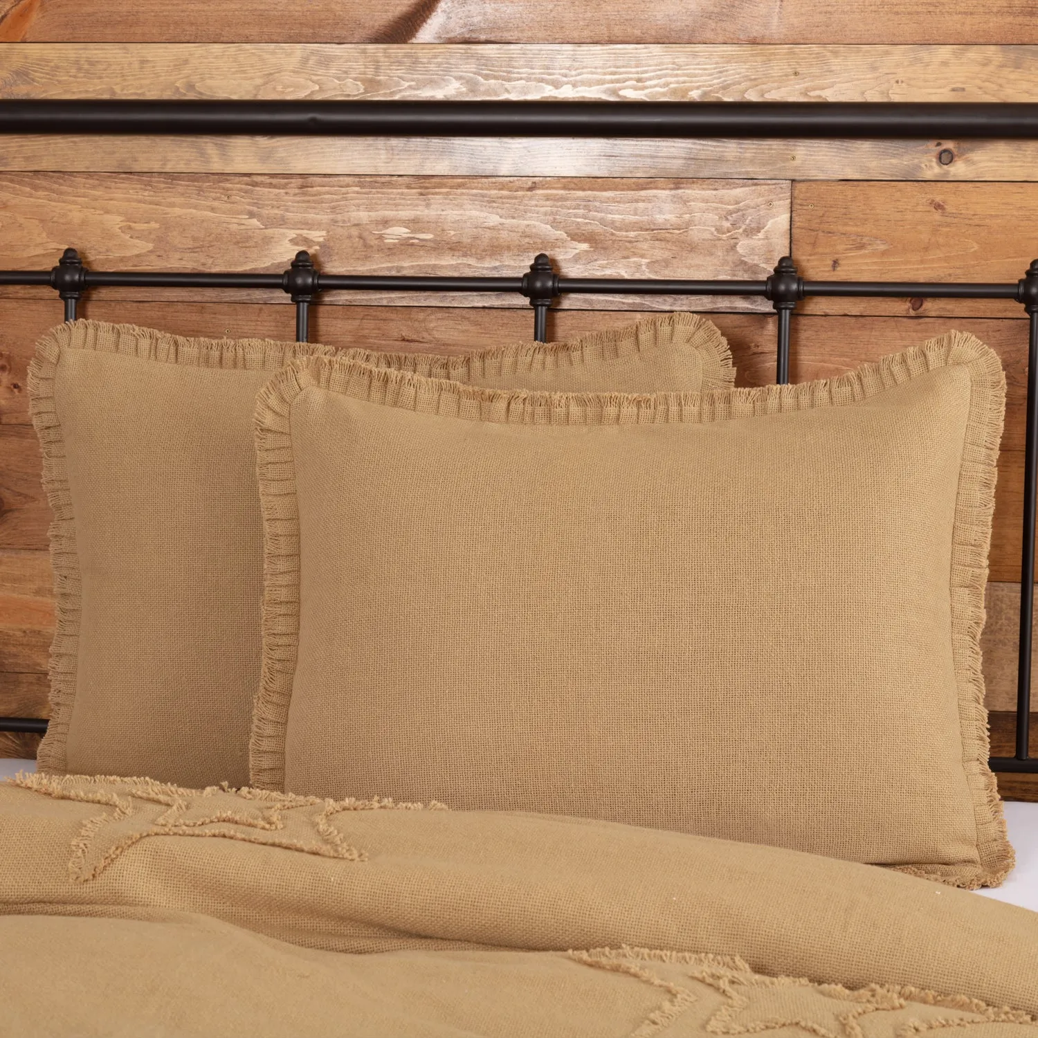 Burlap Sham w/ Fringed Ruffle