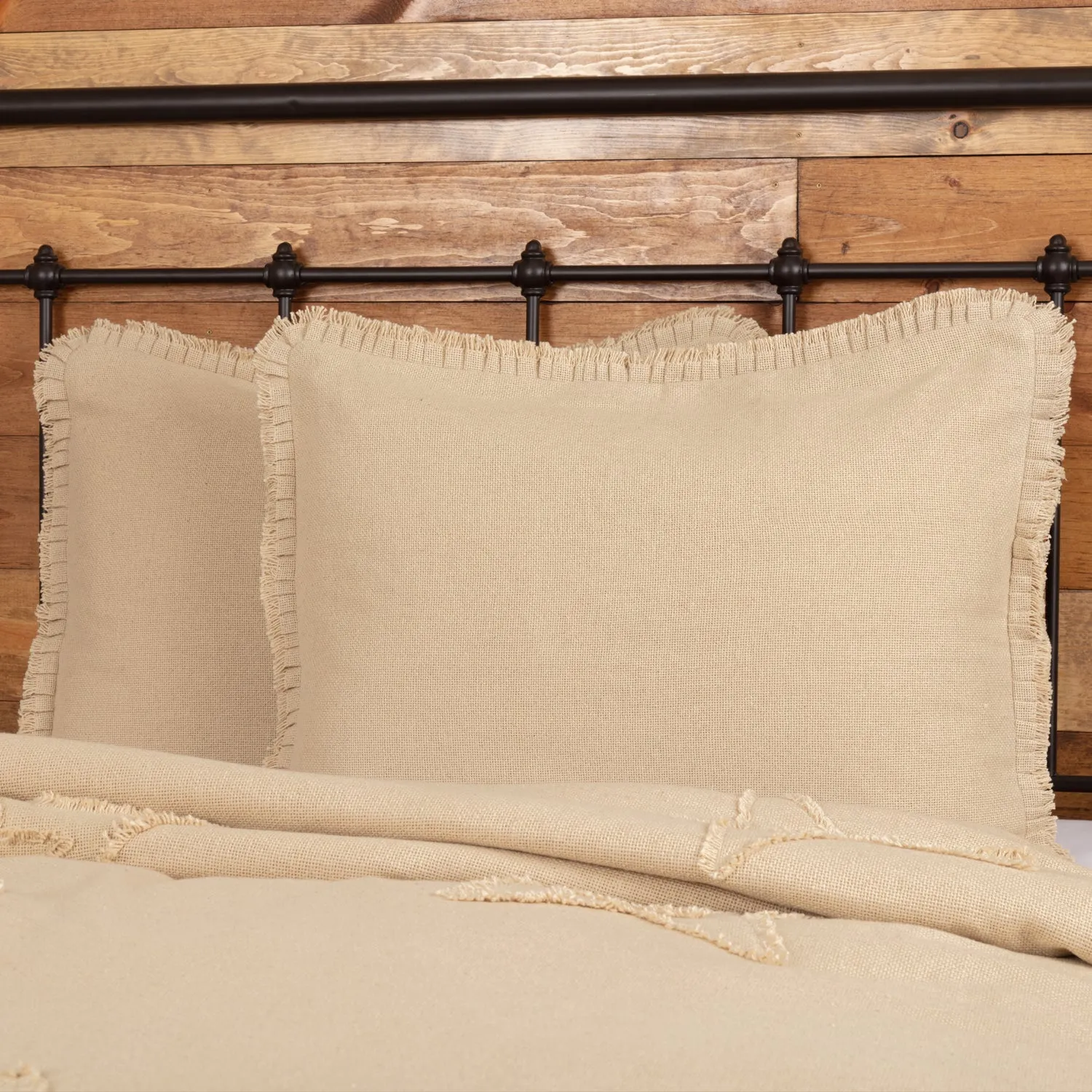 Burlap Sham w/ Fringed Ruffle