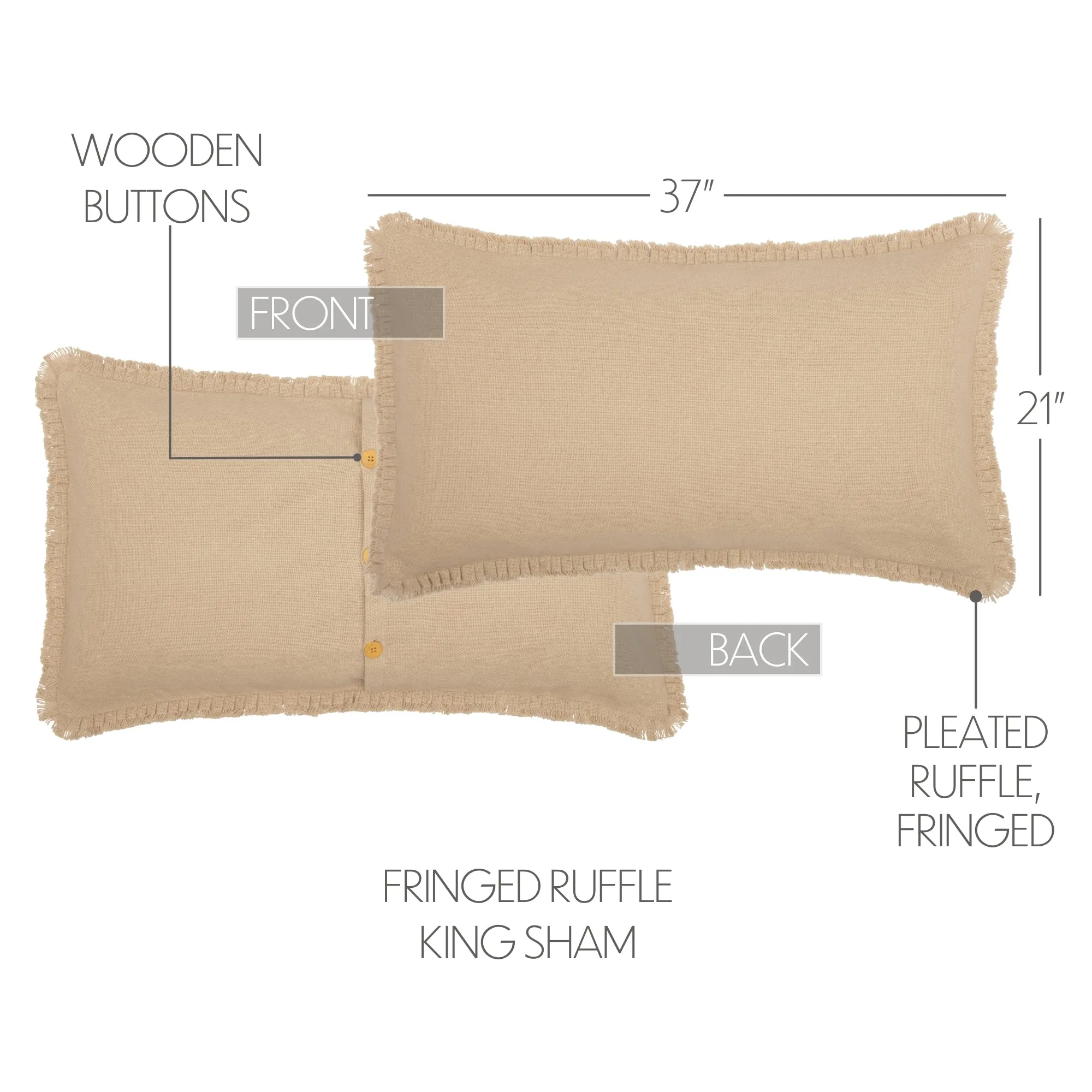 Burlap Sham w/ Fringed Ruffle