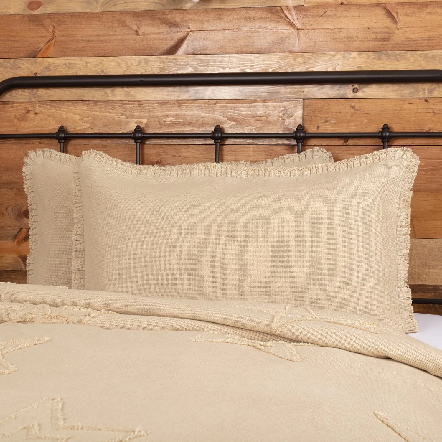 Burlap Sham w/ Fringed Ruffle