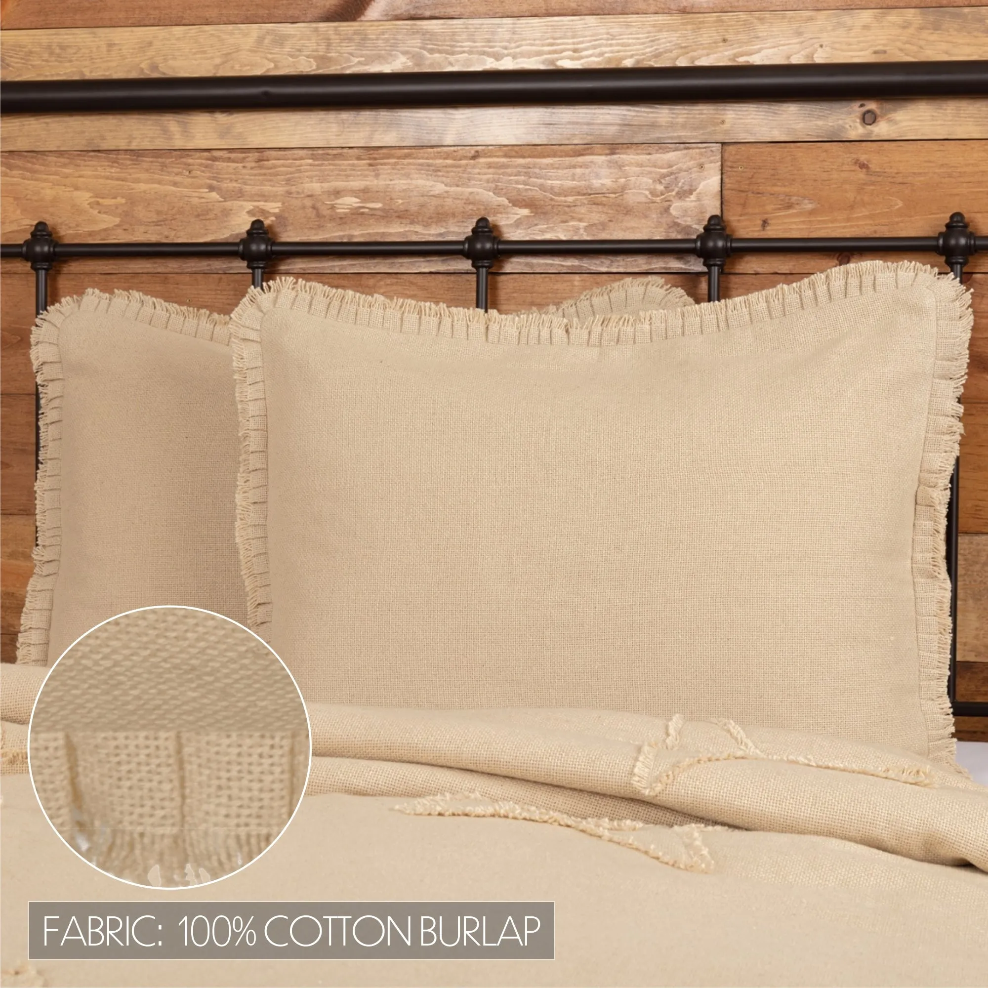 Burlap Sham w/ Fringed Ruffle