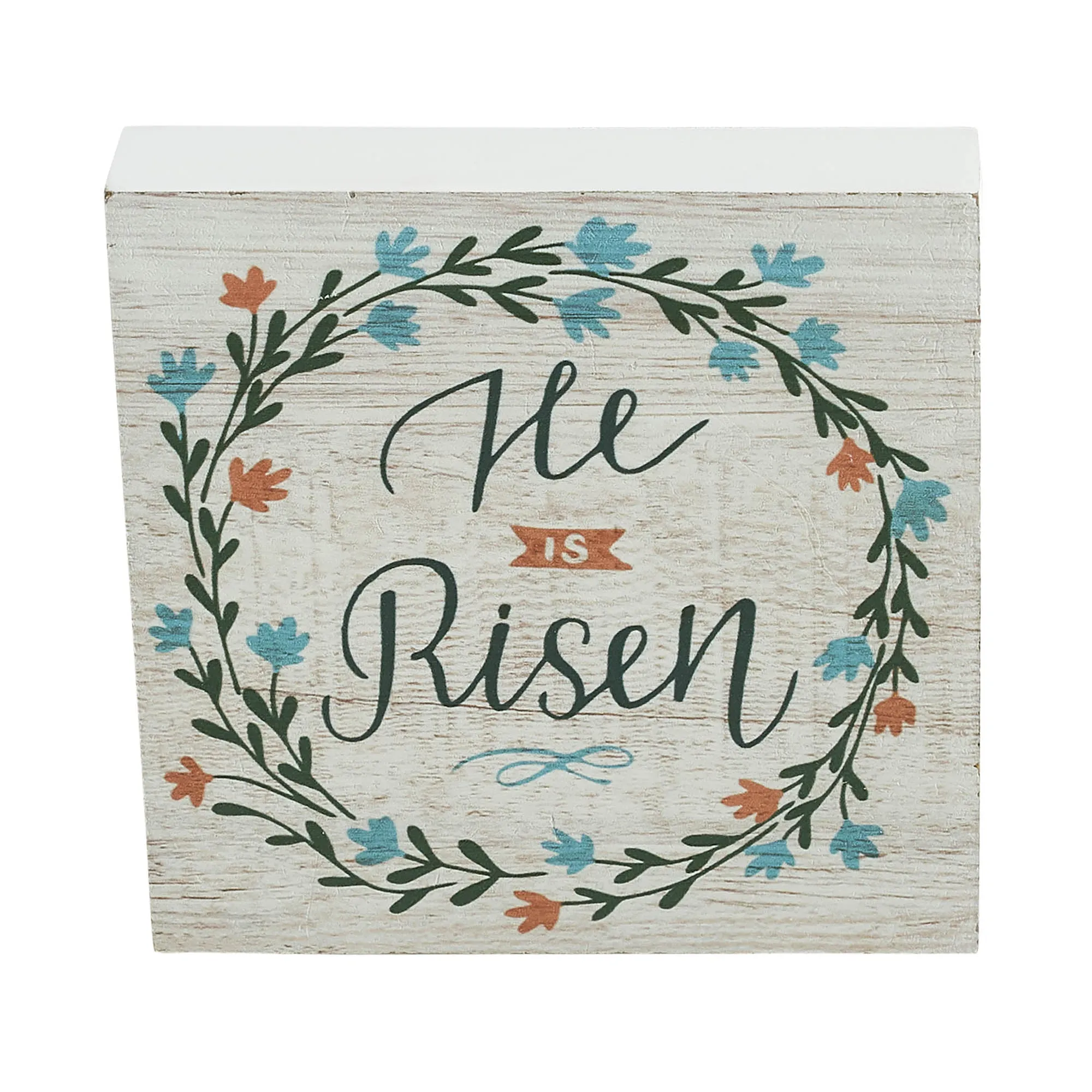 Celebrate Grace He Is Risen w/ Flower Wreath MDF Block Sign 5x5x1