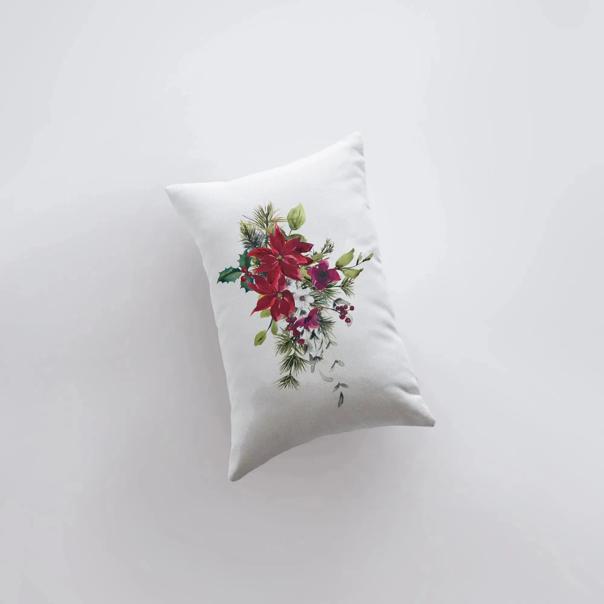 Christmas Poinsettia Throw Pillow Cover| Christmas Pillowcase | 18x12 | Holiday Decor | Christmas tree | Christmas Gifts | Room Decor